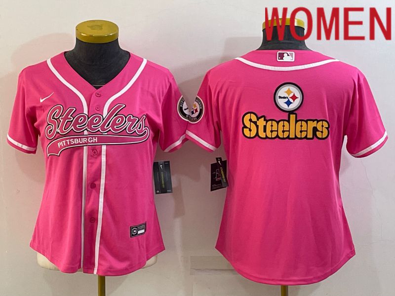 Women Pittsburgh Steelers Blank Pink 2022 Nike Co branded NFL Jersey